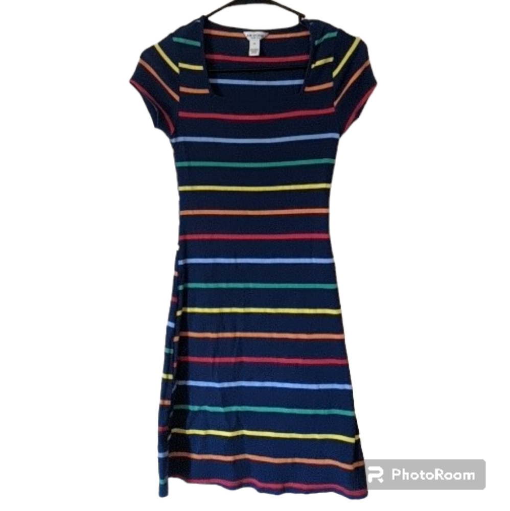 Arizona Jeans Striped Blue Tshirt Dress Shirt Sleeve XS